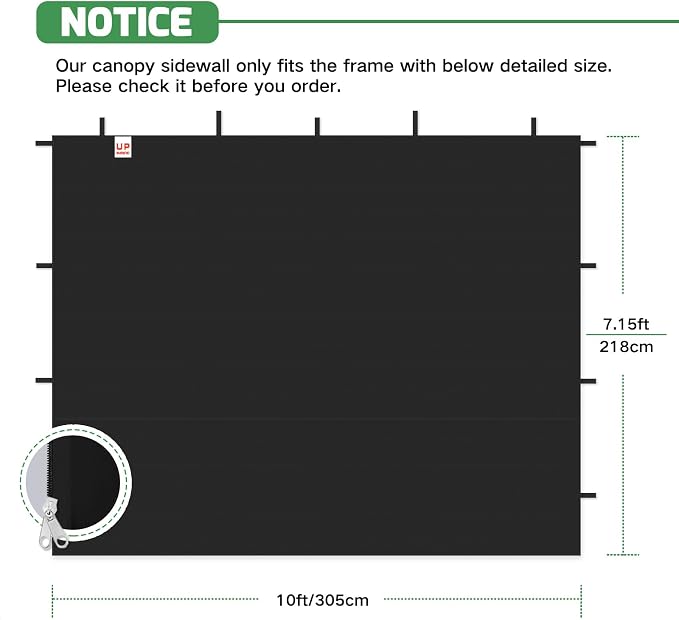 Canopy Sidewalls for 10x10 Pop Up Canopy Frame, Waterproof UV Protection - Image 2