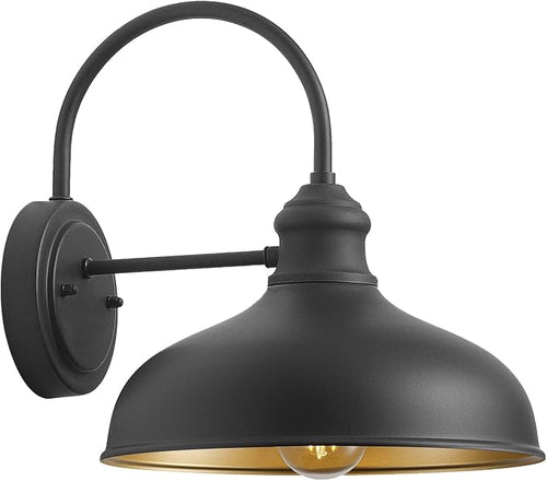 10" Dome Barn Lights for Farmhouse, Matte Black Gooseneck Outdoor Light Fixture by GOALPLUS