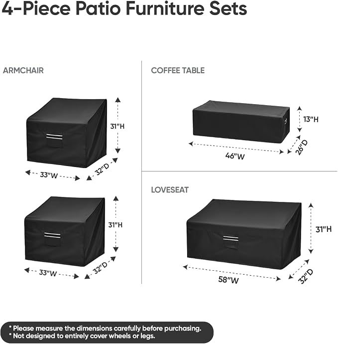 loriano Patio Furniture Covers, 4 Piece Outdoor Furniture Cover Waterproof - Image 2
