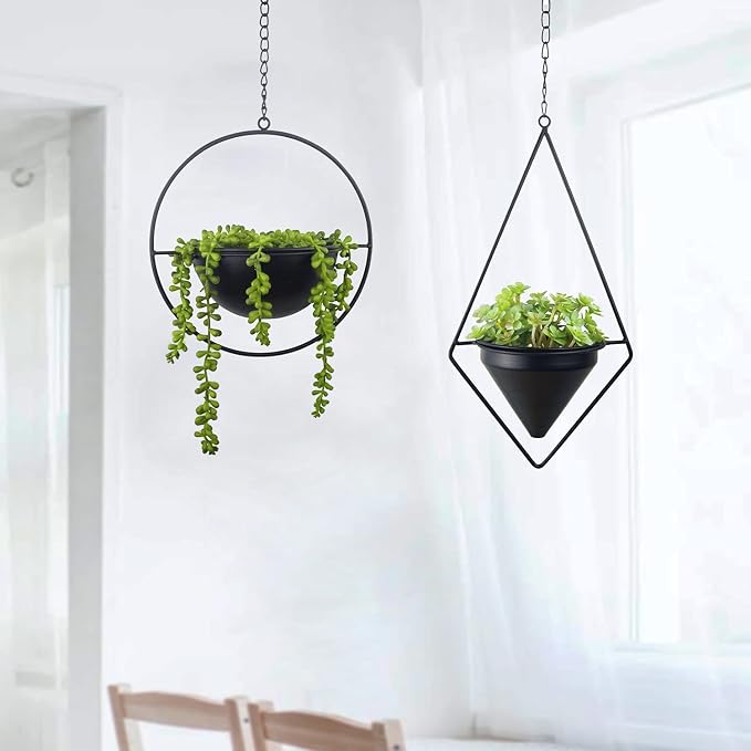 Metal Hanging Planters, Modern Plant Hanger - Image 5