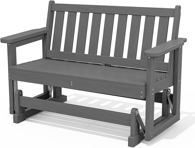 SERWALL Outdoor Glider Rocking Chair, HDPE All-Weather Resistant 2-Person by SERWALL