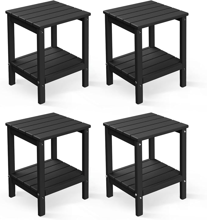 GREENVINES Adirondack-Outdoor-Side-Table | Set of 4 | 14 x 13 Inches | HDPE by GreenVines