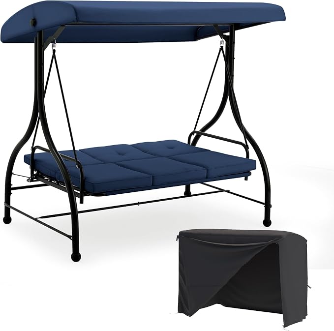 U-MAX Porch Swing with Cover, Patio Swing with Adjustable Backrest&Canopy 3 by U-MAX