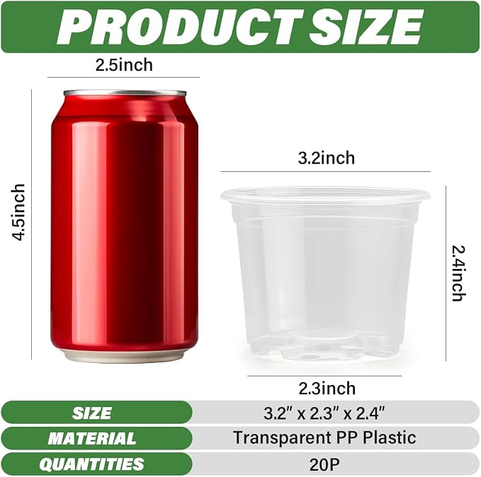 Clear Seedling pots 20 Pack 3.2 Inches Round - Image 2