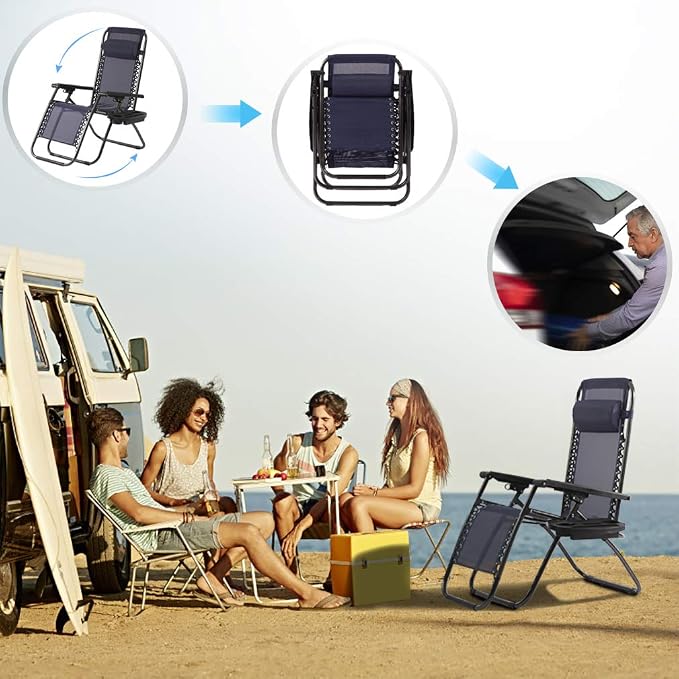 Zero Gravity Chair Patio Lounge Chairs Lounge Patio Chairs 2 Pack Adjustable - Image 5