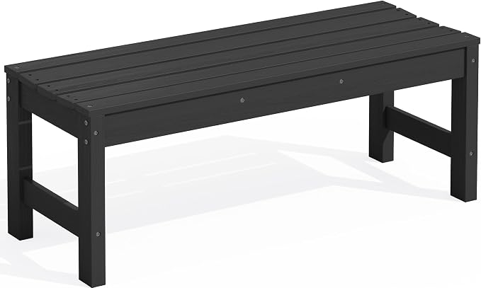 SERWALL 47 Inches Outdoor Bench, All Weather HDPE Backless Bench by SERWALL