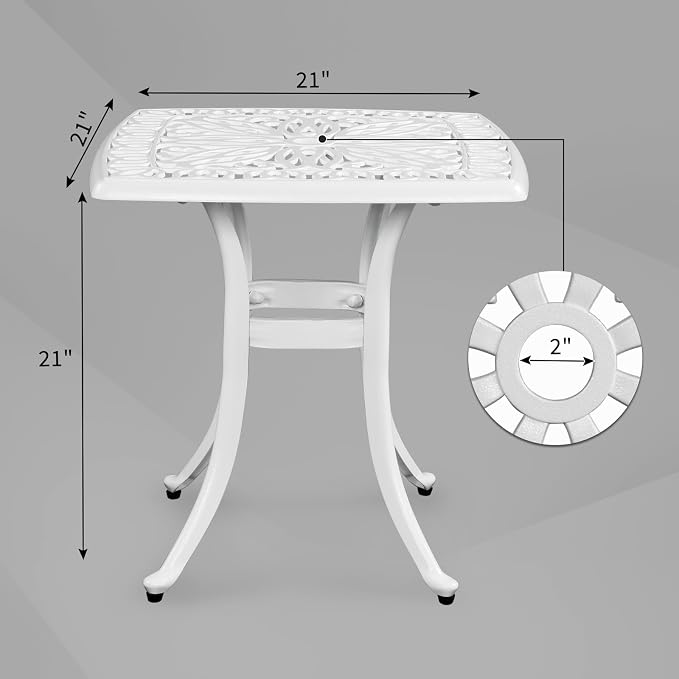 VINGLI 21” Cast Aluminum Outdoor Side Table - Image 3