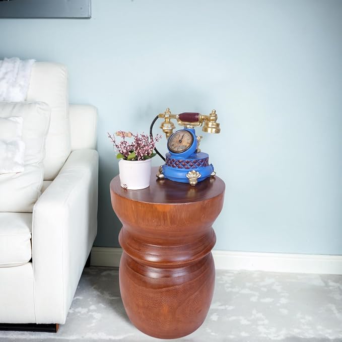 Athaliah Small Tree Stump Side Table Nightstand – 15.75”H Solid Paulownia Wood by Athaliah