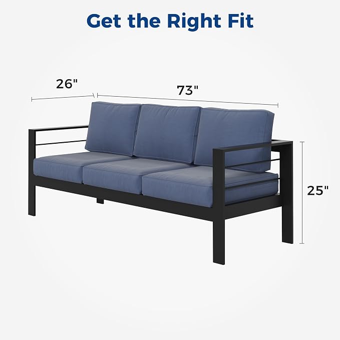 Wisteria Lane Patio Furniture Aluminum Sofa, All-Weather Outdoor 3 Seats Couch - Image 2