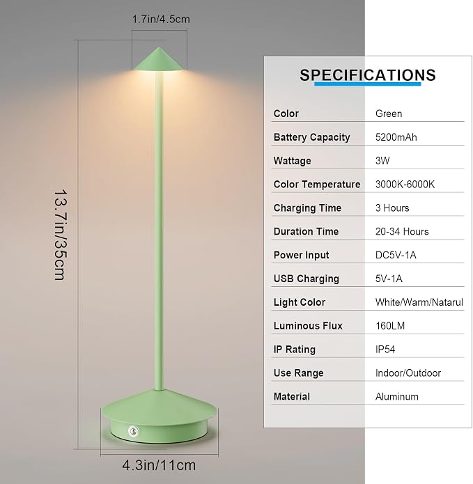 2-Pack 6000mAh Rechargeable Led Table Lamp Cordless, 3000K-6000K Stepless - Image 5