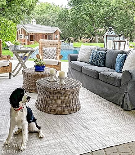 SAFAVIEH Home Collection Ruxton Natural Rattan Round Coffee Table Ottoman - Image 7