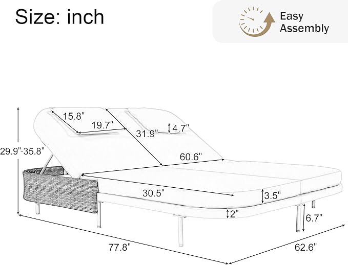 Merax Outdoor Daybed, Patio Rattan Daybed - Image 10