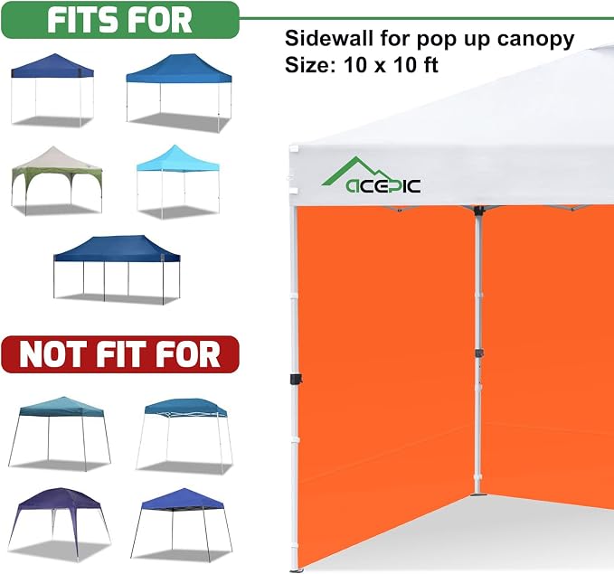 Sidewalls for 10x10 Pop Up Canopy, 210D Polyester Waterproof Canopy Sidewalls - Image 5