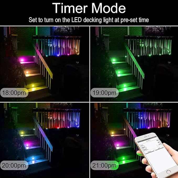 LED Deck Lights Kit Multicolor, IP67 Waterproof 12V Step Lights Outdoor - Image 5