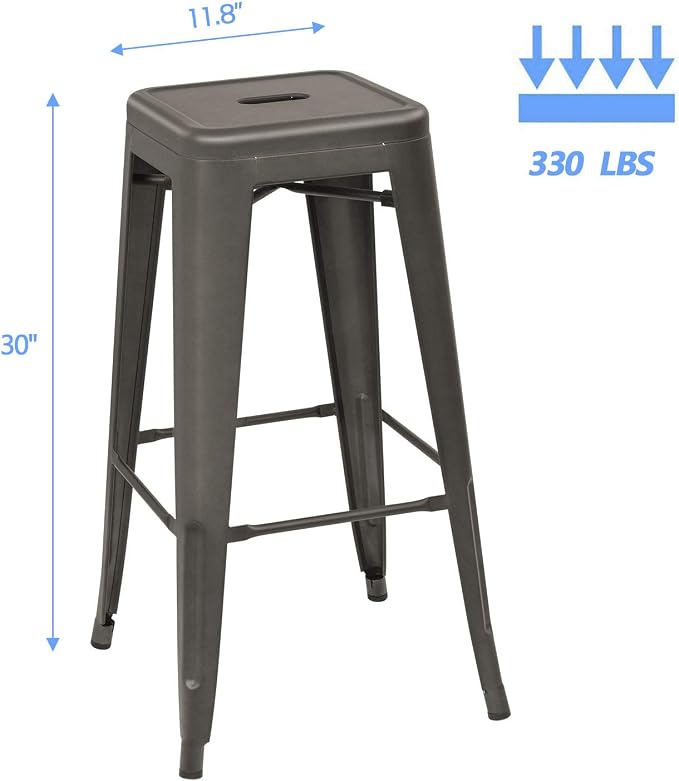 Devoko Metal Bar Stools 30" Indoor Outdoor Stackable Barstools Modern Style - Image 3