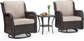 GarveeHome 3-Piece Outdoor Wicker Rattan Swivel Rocking Chair Set by GarveeHome
