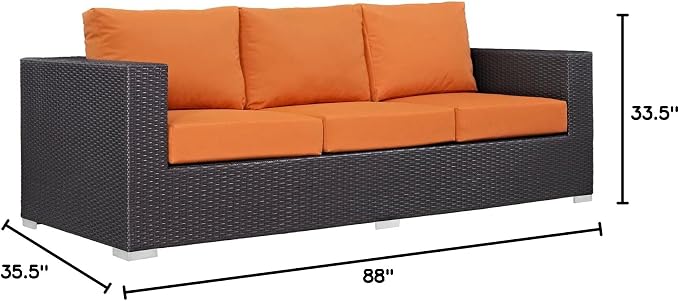 Modway Convene Wicker Rattan Outdoor Patio Sofa - Image 3