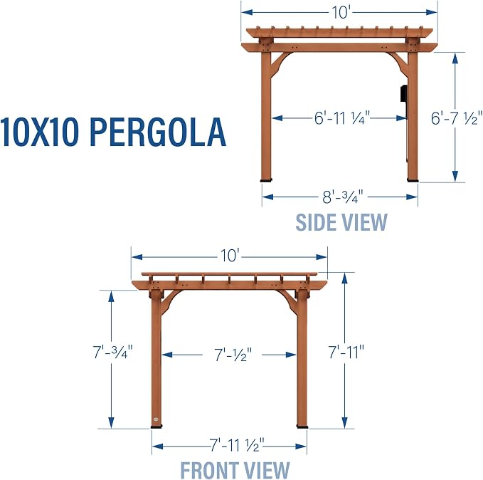 Backyard Discovery Beaumont 10' x 10' Traditional Cedar Wood Pergola Kit - Image 3