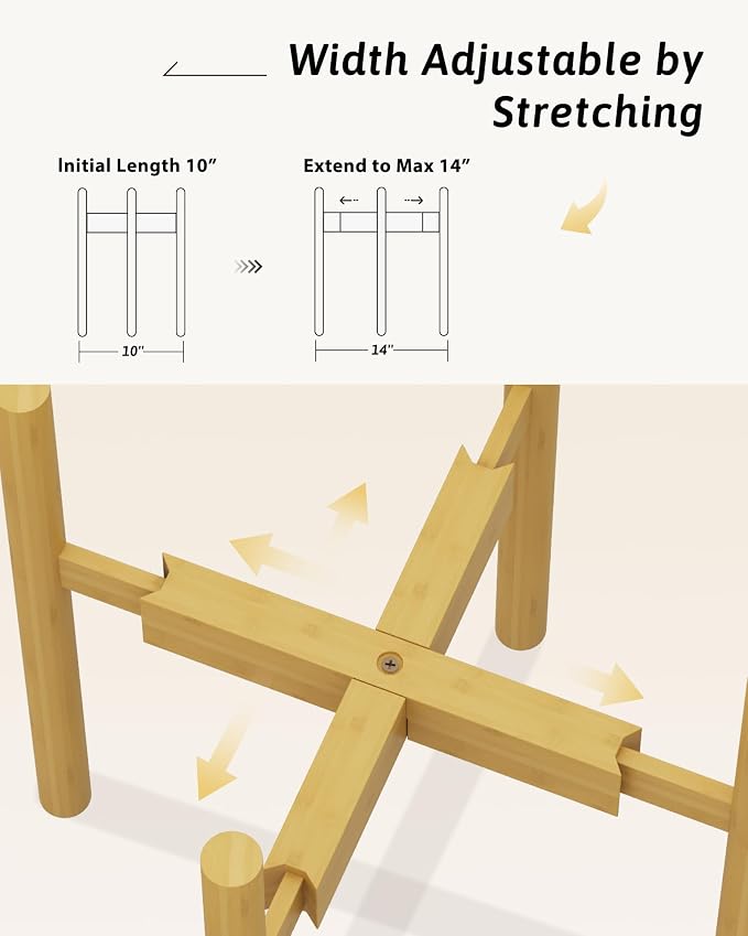 Adjustable Plant Stand Indoor, Bamboo Plant Stand Fits 8 9 10 11 12 Inches - Image 3