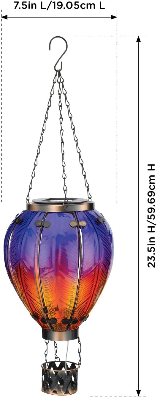 Regal Art & Gift 23.5 Inch Hot Air Balloon Solar Lantern – Hanging - Image 3