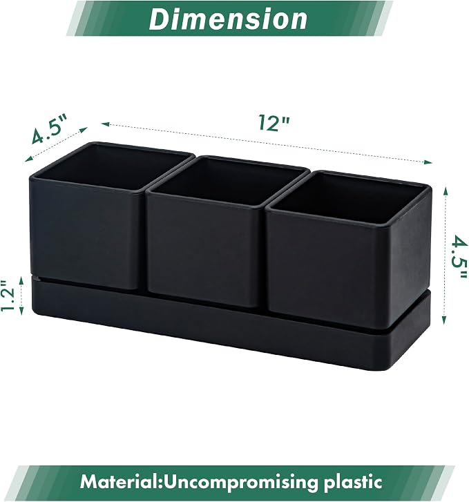 D'vine Dev Herb Garden Planter Set, Plastic Plant Pots - Image 3