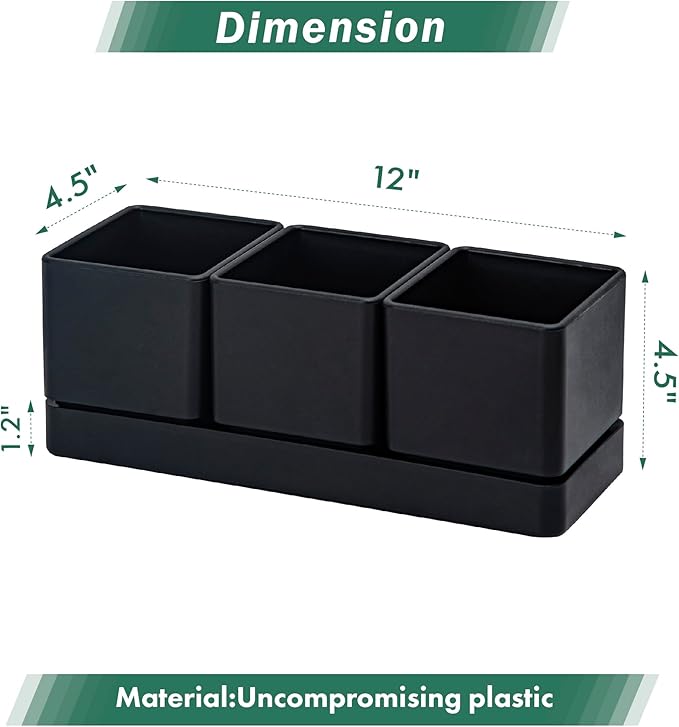 D'vine Dev Herb Garden Planter Set, Plastic Plant Pots - Image 3