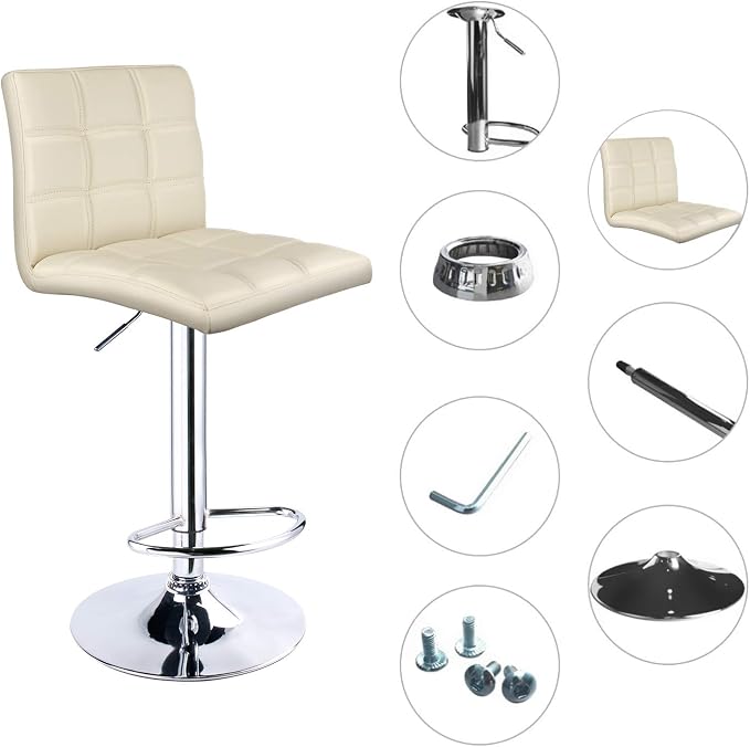 Leopard Modern Square PU Leather Adjustable Bar Stools - Image 4