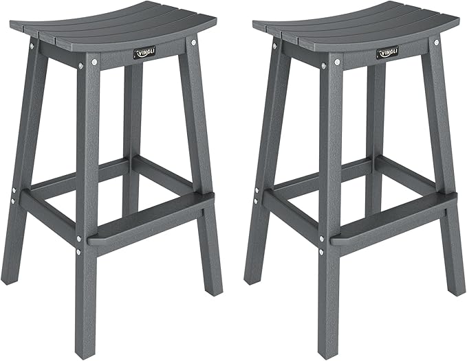 VINGLI 30 Inch Outdoor Bar Stools Set of 2, HDPE Bar Chairs by VINGLI