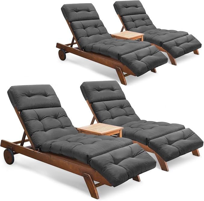 Outdoor Chaise Lounge Chair Cushion Set of 4, Thickened 74.4 x 22 x 4.7 Inches by Tycdiose
