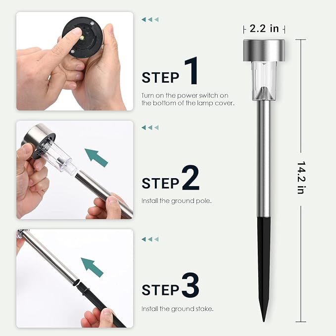 GIGALUMI Solar Lights Outdoor Waterproof, 20 Pack Warm White, Garden Decor - Image 6