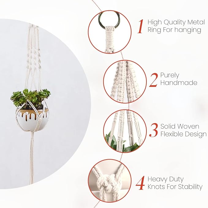 feedee Macrame Plant Hangers for Plants - Image 3