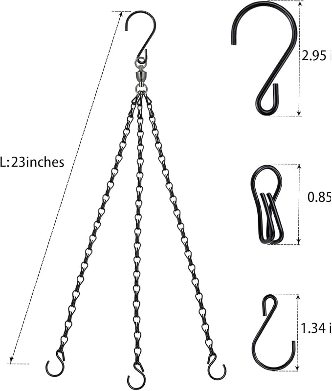 Heybe Swivel Hanging Basket Chains 23 Inches 3 Leads Hanging Chains Flower Pot - Image 3
