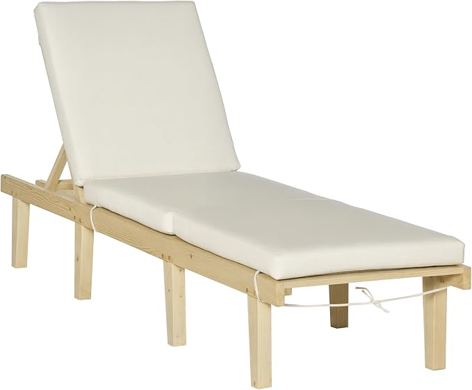 Outsunny Chaise Lounge Chair for Outdoor, Wood Outdoor Chaise Lounge by Outsunny