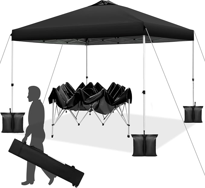 WEIZE Pop up Canopy Tent 10x10ft, 1-Button Push Setup, Instant Portable Shelter by WEIZE
