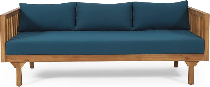 LUMISOL Outdoor Acacia Wood Daybed, Patio 3-Seater Sofa - Image 4