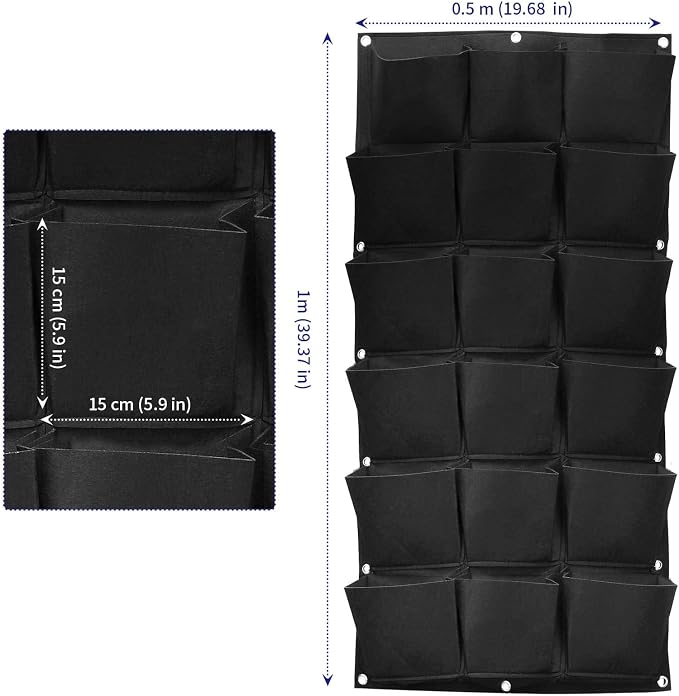 SOUJAP 2 Pack 18 Pockets Vertical Wall Garden Planter Plant Grow Bag, Hanging - Image 2