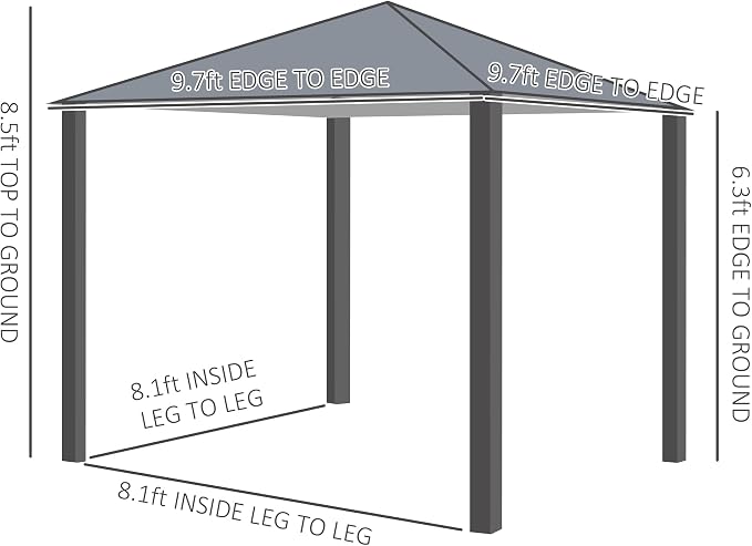 Outsunny 10' x 10' Patio Gazebo, Outdoor Gazebo Canopy Shelter - Image 7