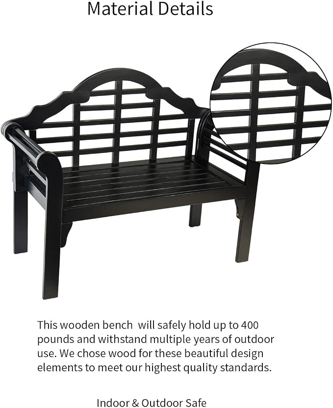 Plow & Hearth Weatherproof Lutyens Eucalyptus Wood Garden Bench | Foldable - Image 8