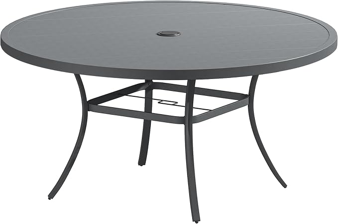 VICLLAX 63" Round Patio Table, Outdoor Dining Table by HOME