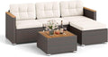 Tangkula 5 Pieces Outdoor Patio Furniture Set, L Shaped Rattan Cushioned Chairs by TANGKULA