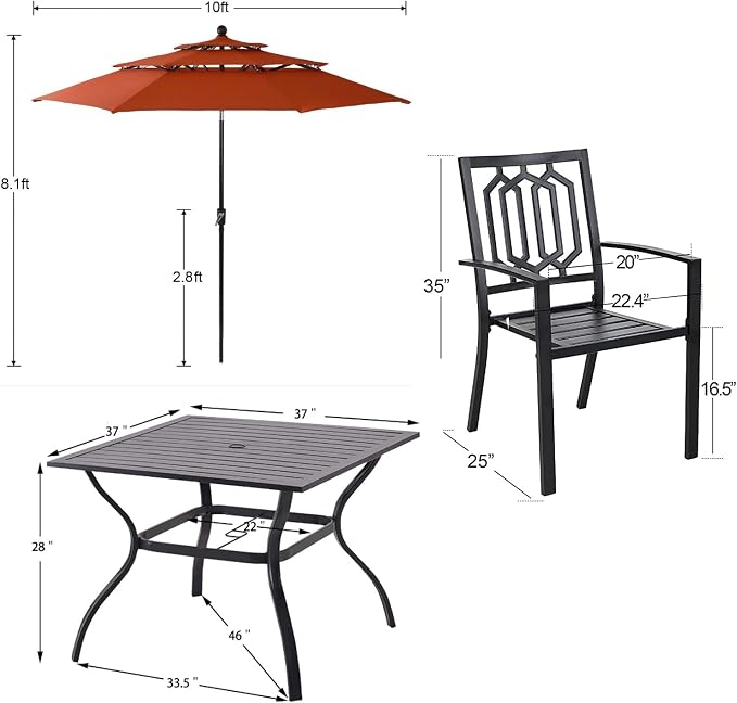 PHI VILLA Patio Dining Set 5 pcs - Image 9