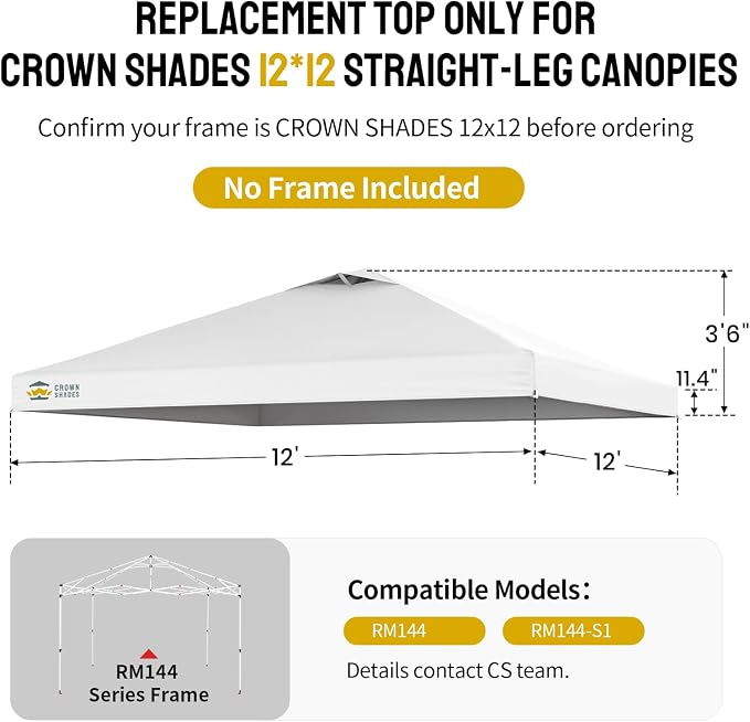 CROWN SHADES 12x12 Canopy Replacement Top - Image 3