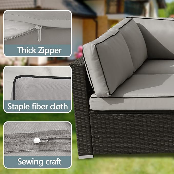 14Pcs Outdoor Cushion Covers Replacement Washable w/Zipper - Image 2