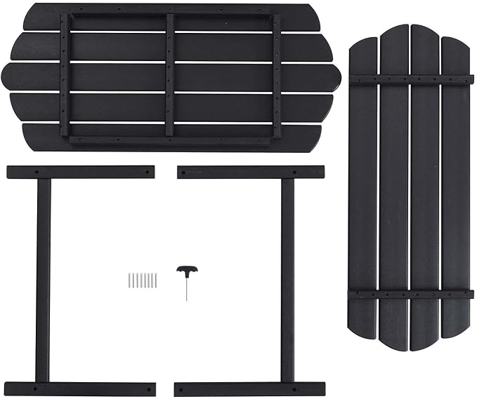 Adirondack Outdoor Patio Table-2 Tier Black Coffee Table Irregular Outside Table - Image 6
