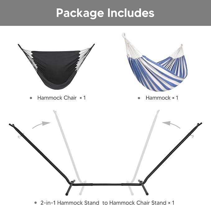 SUNCREAT 2-in-1 Convertible Free Standing Hammock - Image 3