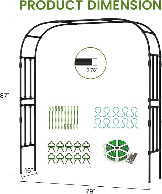 Tall Garden Arch Trellis for Climbing Plants, 87in Tall Metal Plant Support - Image 4