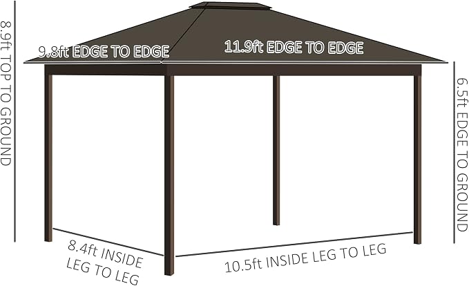 Outsunny 10' x 12' Hardtop Gazebo - Image 7