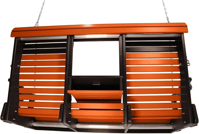 5FT Orange Flip-Cup ROLLBACK Porch Swing Bench, Amish-Made Poly Lumber Wood - Image 3
