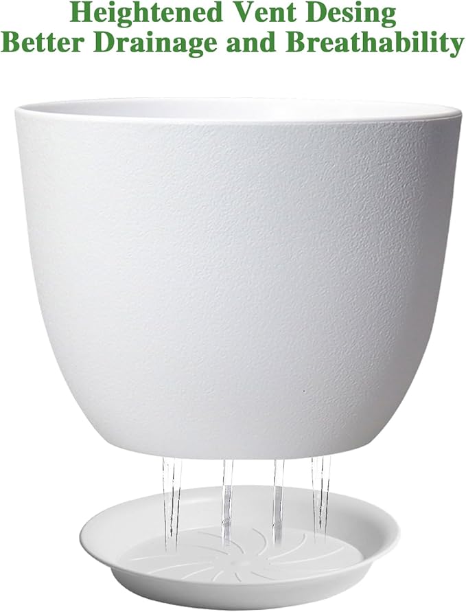 12inch Large Plant Pot, Modern Plastic Planter - Image 3