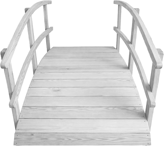 6 FT White Amish Made Garden Bridge - Image 6